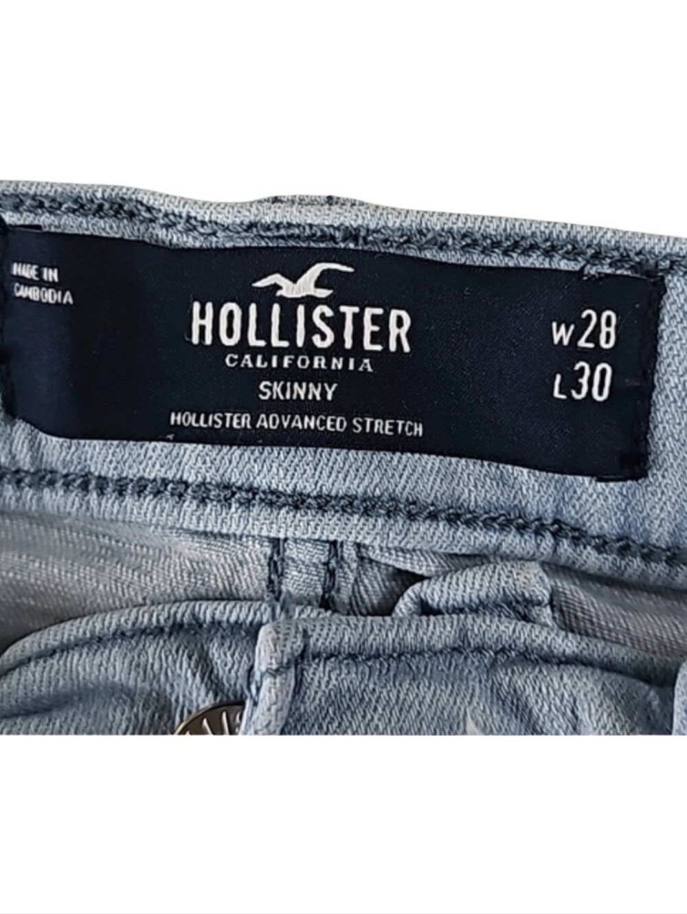 HOLLISTER | Men’s Advanced Stretch Skinny Ripped Jeans Light Wash Distressed - Picture 4 of 11